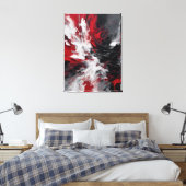 Quadro abstrato, vermelho, preto, cinza e branco canvas afdruk (Insitu (Slaapkamer))