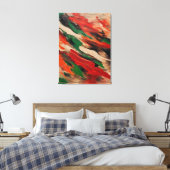 Quadro abstrato, vermelho, verde, bege e laranja canvas afdruk (Insitu (Slaapkamer))