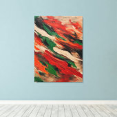 Quadro abstrato, vermelho, verde, bege e laranja canvas afdruk (Insitu (Houten vloer))