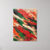 Quadro abstrato, vermelho, verde, bege e laranja canvas afdruk (Voorkant)
