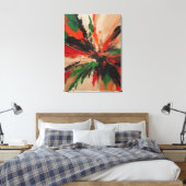 Quadro abstrato, vermelho, verde, bege e laranja canvas afdruk (Insitu (Slaapkamer))