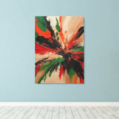 Quadro abstrato, vermelho, verde, bege e laranja canvas afdruk (Insitu (Houten vloer))