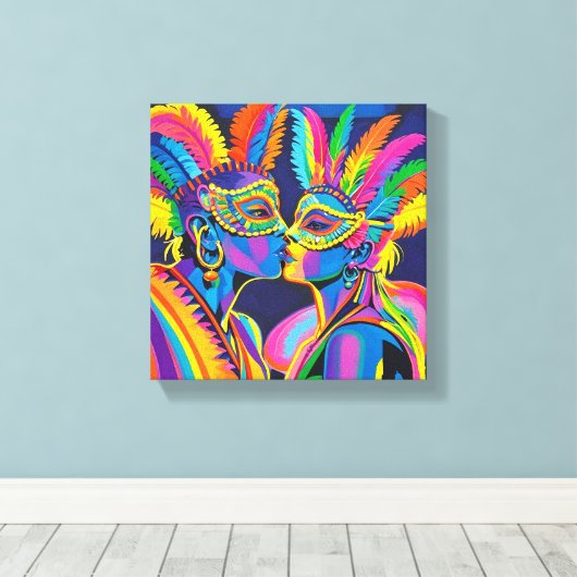 Quadro carnaval para si apaixonar canvas afdruk (Insitu (Houten vloer))