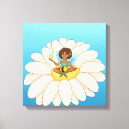 quadro com fada em cima de uma flor canvas afdruk