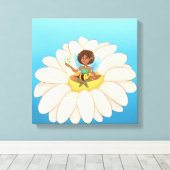 quadro com fada em cima de uma flor canvas afdruk (Insitu (Houten vloer))