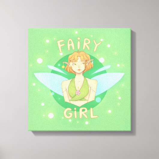 Quadro de fada com escrito "Fairy Girl" Canvas Afdruk (Voorkant)