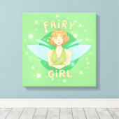 Quadro de fada com escrito "Fairy Girl" Canvas Afdruk (Insitu (Houten vloer))