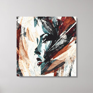 Quadro decorativo abstrato Rosto de Mulher Canvas Afdruk