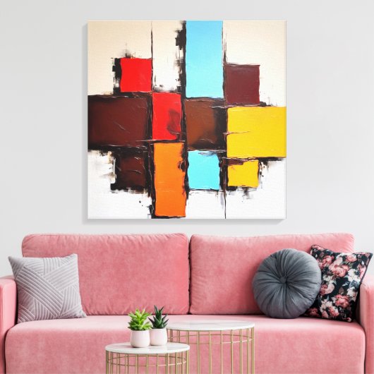 Quadro Decorativo em Canvas Abstração Quadriculada (Insitu (Woonkamer))