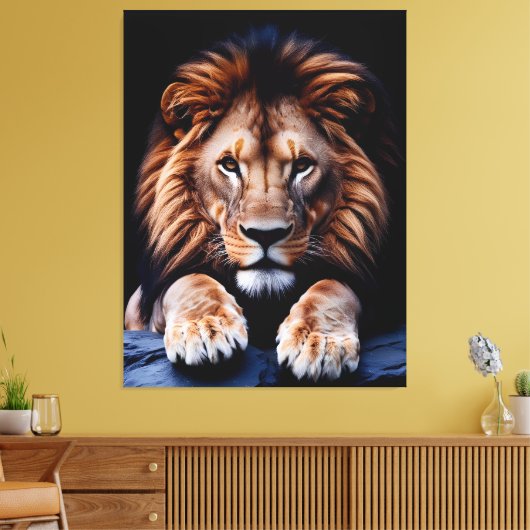 Quadro Decorativo Rosto de Leão Canvas Afdruk (Insitu (Woonkamer))