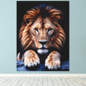 Quadro Decorativo Rosto de Leão Canvas Afdruk (Insitu (Houten vloer))
