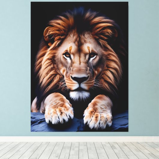 Quadro Decorativo Rosto de Leão Canvas Afdruk (Insitu (Houten vloer))