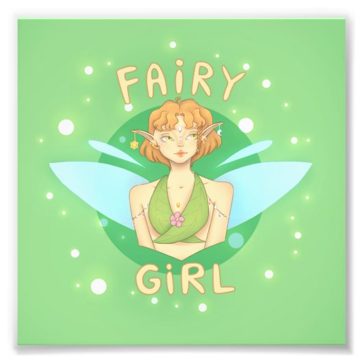 Quadro Fairy Girl de fada com estilo Foto Afdruk (Voorkant)
