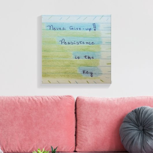 Quadro Never give-up Canvas Afdruk (Insitu (Woonkamer))