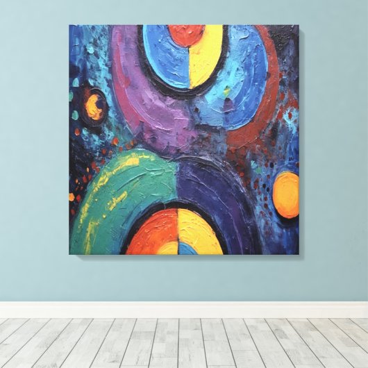 Quadro Pintura Abstrata em Canvas Dança de Cores (Insitu (Houten vloer))