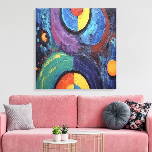 Quadro Pintura Abstrata em Canvas Dança de Cores (Insitu (Woonkamer))