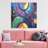 Quadro Pintura Abstrata em Canvas Dança de Cores Afdruk (Insitu (Woonkamer))