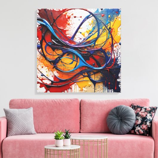 Quadro Pintura Abstrata em Canvas Harmonia Cósmica (Insitu (Woonkamer))