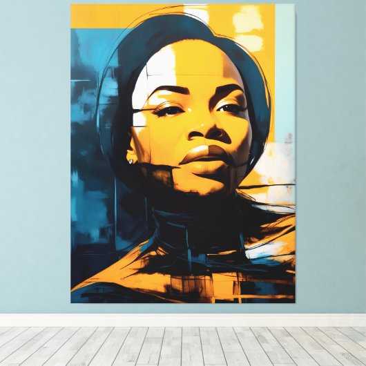 Quadro Rosto de mulher Abstrato Canvas Afdruk (Insitu (Houten vloer))