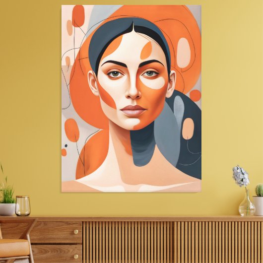 Quadro Rosto de Mulher Séria Canvas Afdruk (Insitu (Woonkamer))