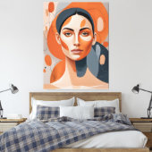 Quadro Rosto de Mulher Séria Canvas Afdruk (Insitu (Slaapkamer))