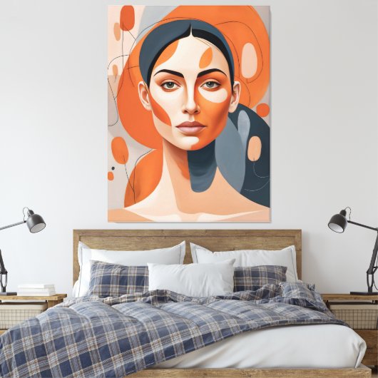 Quadro Rosto de Mulher Séria Canvas Afdruk (Insitu (Slaapkamer))