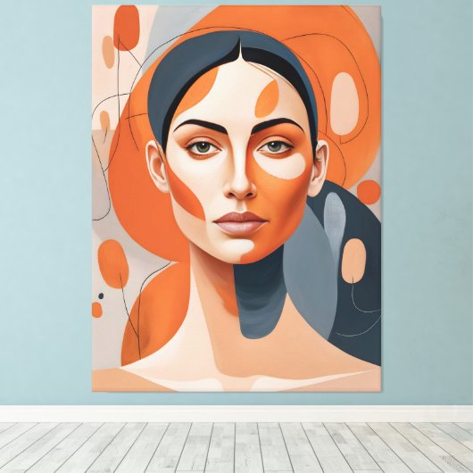 Quadro Rosto de Mulher Séria Canvas Afdruk (Insitu (Houten vloer))