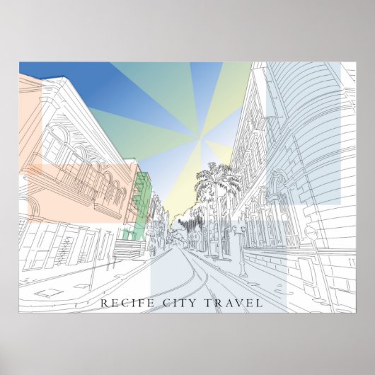 Quadro Série cidades, ilustração feita a mão Poster (Voorkant)