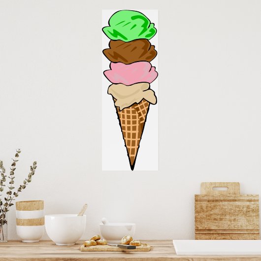 Quadruple Ice Cream Cone Poster (Keuken)