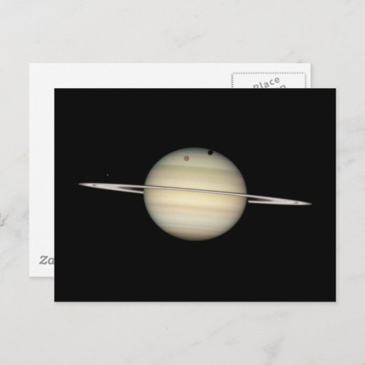 Quadruple Saturn Moon Transit Briefkaart (Voorkant / Achterkant)