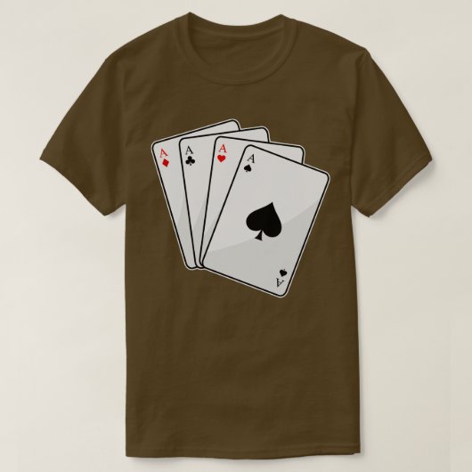 Quadruplets Aces kaarten bij Poker T-shirt (Design voorkant)