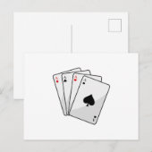 Quadruplets Aces Poker-kaarten bij Poker Briefkaart (Voorkant / Achterkant)
