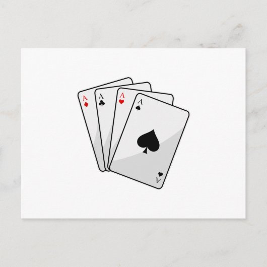Quadruplets Aces Poker-kaarten bij Poker Briefkaart (Voorkant)