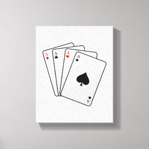Quadruplets Aces Poker-kaarten bij Poker Canvas Afdruk