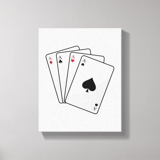 Quadruplets Aces Poker-kaarten bij Poker Canvas Afdruk (Voorkant)