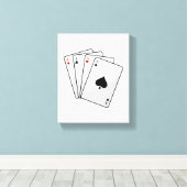 Quadruplets Aces Poker-kaarten bij Poker Canvas Afdruk (Insitu (Houten vloer))