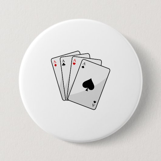 Quadruplets Aces Poker-kaarten bij Poker Ronde Button 7,6 Cm (Voorkant)