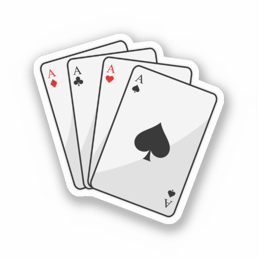 Quadruplets Aces Poker-kaarten bij Poker Sticker (Voorkant)