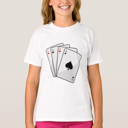 Quadruplets Aces Poker-kaarten bij Poker T-shirt (Voorkant)