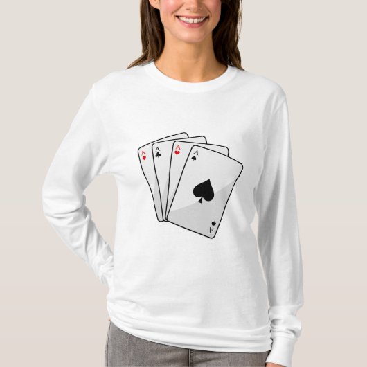 Quadruplets Aces Poker-kaarten bij Poker T-shirt (Voorkant)