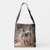 Quads Cavalier Spaniel Puppies in de popcorn, Crossbody Tas (Achterkant)