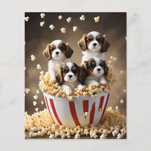 Quads Cavalier Spaniel Puppies in de popcorn, Flyer (Voorkant)