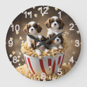 Quads Cavalier Spaniel Puppies in de popcorn, Grote Klok (Voorkant)