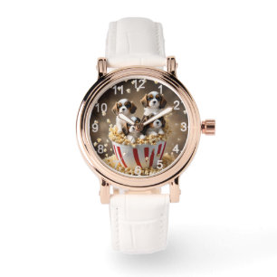 Quads Cavalier Spaniel Puppies in de popcorn, Horloge