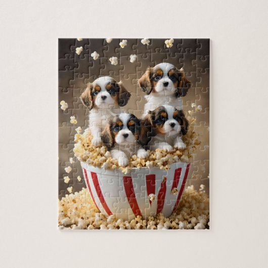 Quads Cavalier Spaniel Puppies in de popcorn, Legpuzzel (Verticaal)