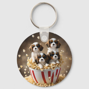 Quads Cavalier Spaniel Puppies in de popcorn, Sleutelhanger