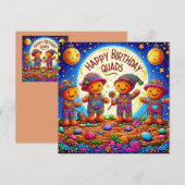 QUADS ~ Verjaardag Kaart ~ Gingerbread Mannen ~ (Voorkant / Achterkant)