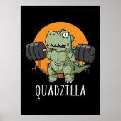 Quadzilla - Funny Gym Workout Cartoon, Squat Poster (Voorkant)