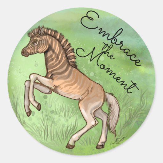 Quagga "Embrace the moment" Ronde Sticker (Voorkant)