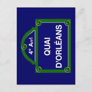 Quai d'Orleans, Paris Street Sign Briefkaart